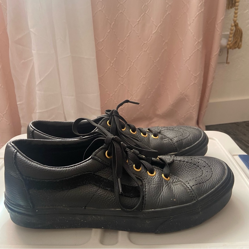 Vans Black Shoes with Gold Accents